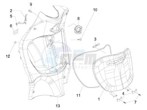 Liberty 125 4t e3 drawing Front glove-box - Knee-guard panel