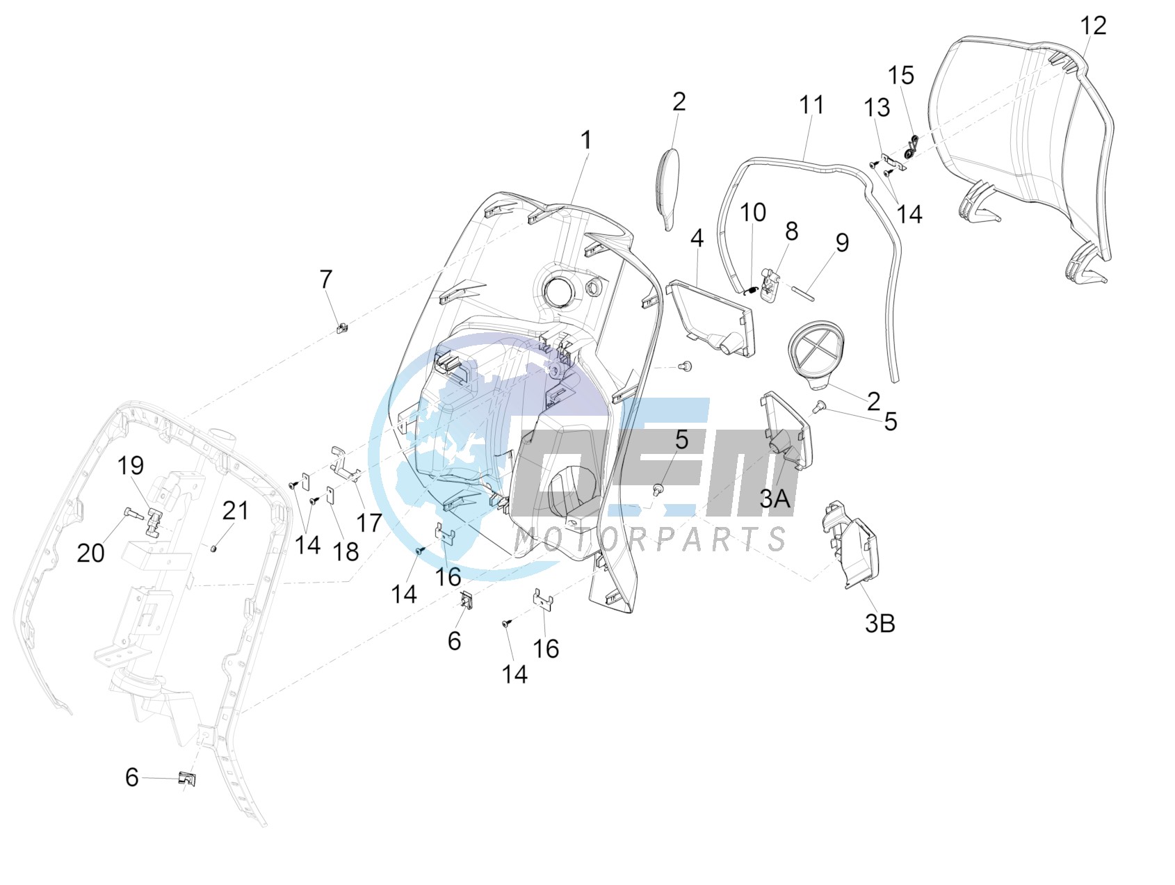 Front glove-box - Knee-guard panel