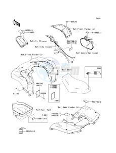 KVF 750 E [BRUTE FORCE 750 4X4I NRA OUTDOORS] (E8F-E9FA) E9FA drawing LABELS