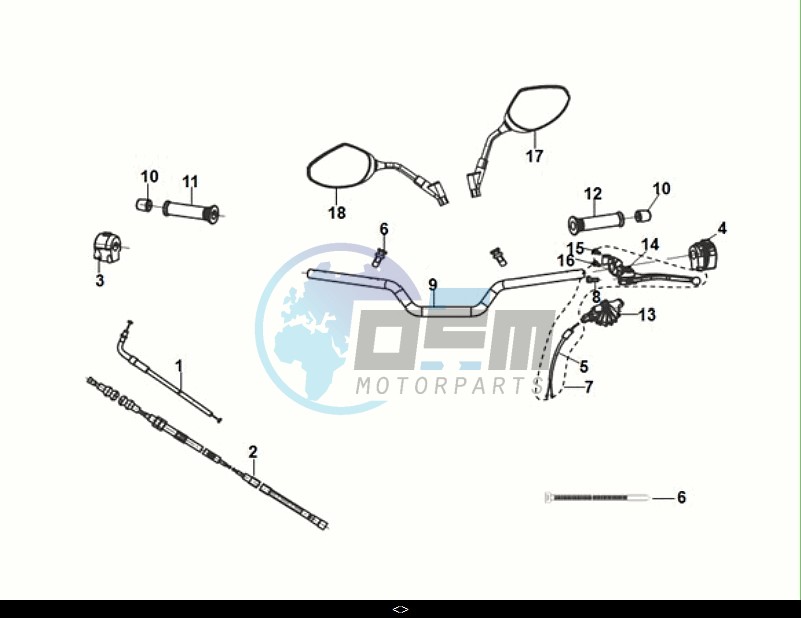 THROTTLE GRIP - HANDLE - BACK MIRROR