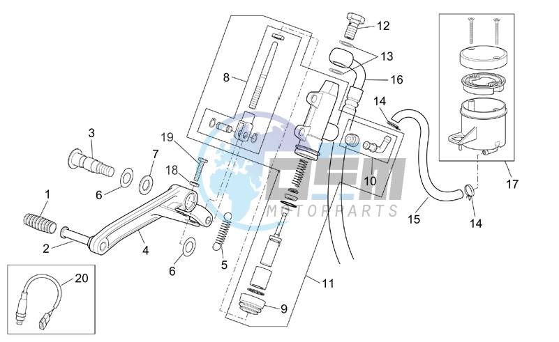 Rear master brake cylinder