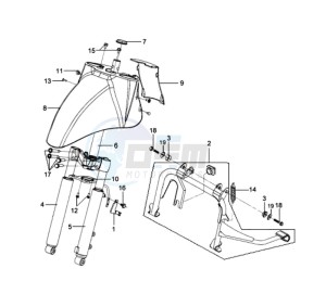 MIO 100 drawing FRONT FENDER / FRONT FORK/ CENTRAL STAND