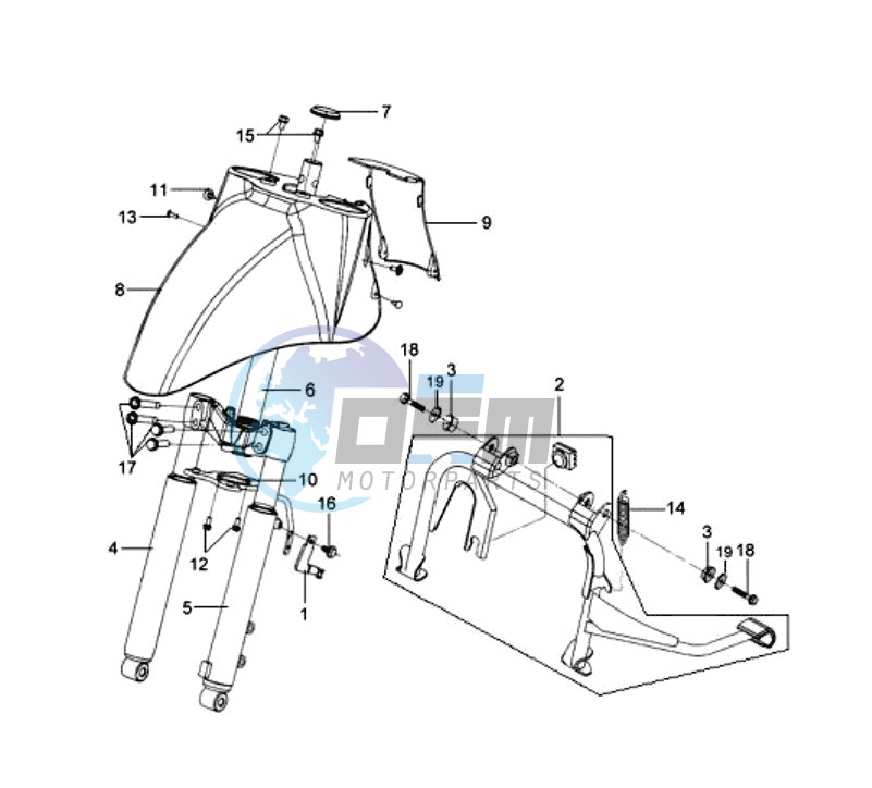 FRONT FENDER / FRONT FORK/ CENTRAL STAND