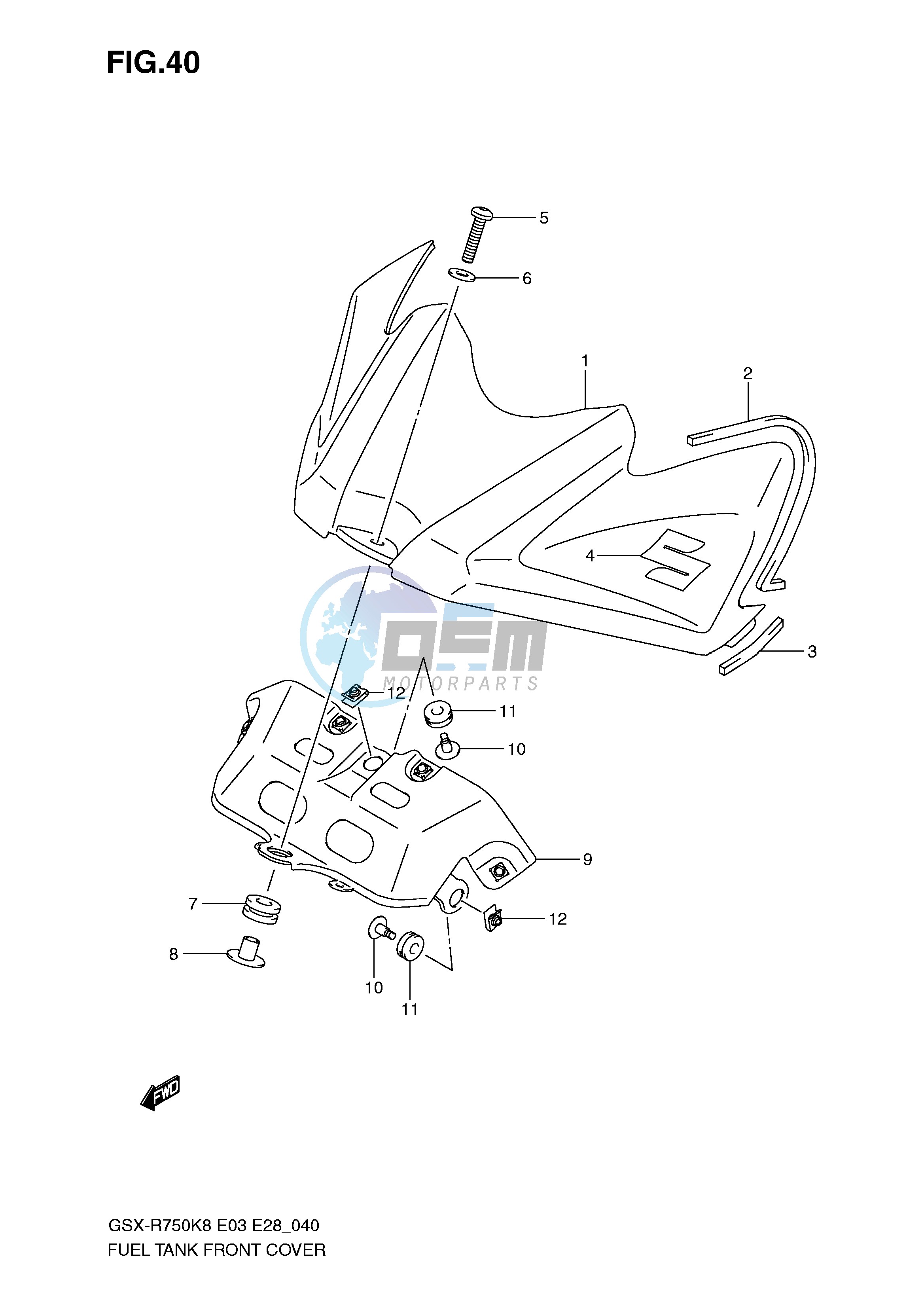 FUEL TANK FRONT C0VER (MODEL K8)