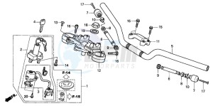 CB600F CB600S drawing HANDLE PIPE/TOP BRIDGE (CB600F2/F22)