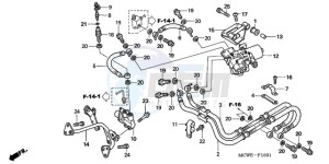 VFR800A9 France - (F / ABS CMF MME TWO) drawing REAR BRAKE HOSE (VFR800A)