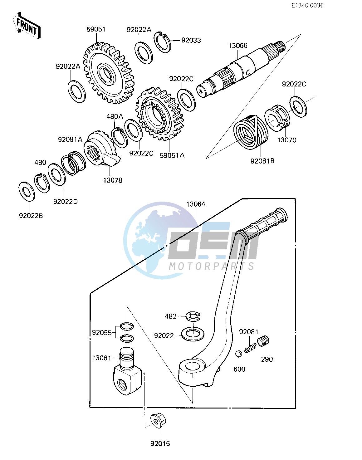 KICKSTARTER MECHANISM -- 84 KX250-C2- -