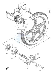 GN250 (E2) drawing REAR WHEEL (GN250ET EW EX EY)