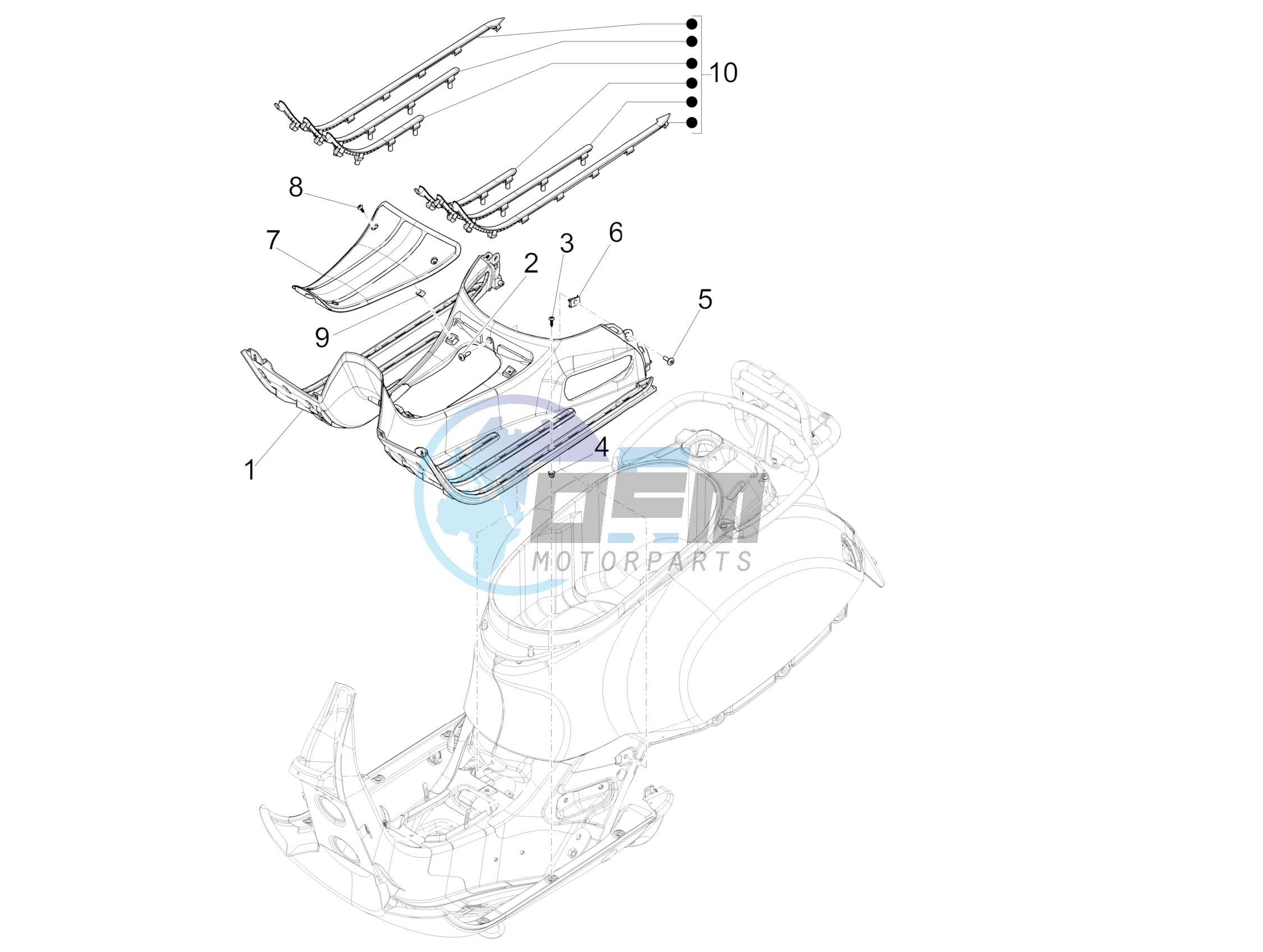 Central cover - Footrests