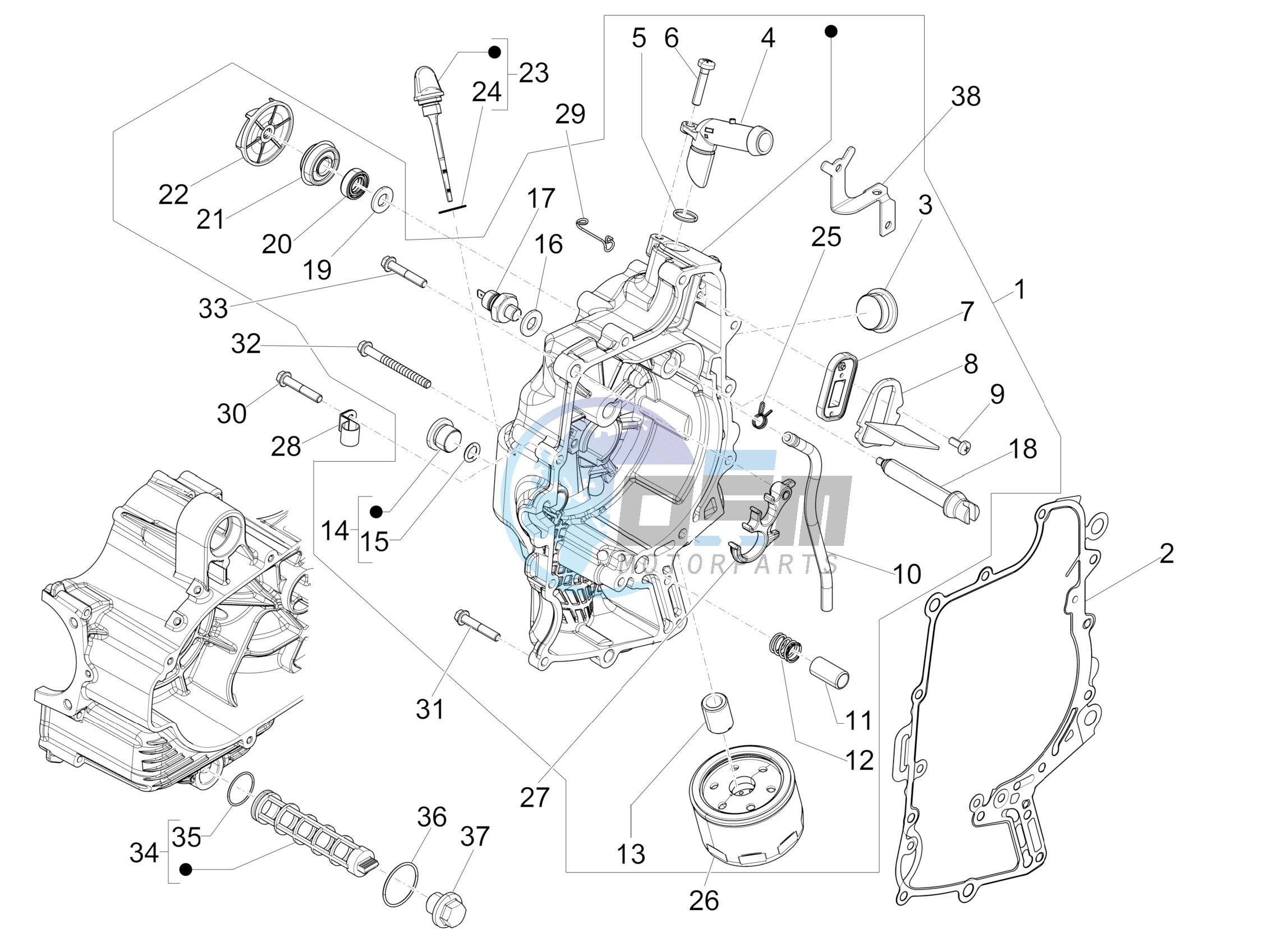 Flywheel magneto cover - Oil filter