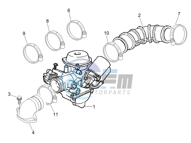 Carburettor  assembly - Union pipe