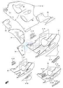 GSX-R750 (E2) drawing UNDER COWLING BODY (MODEL V)