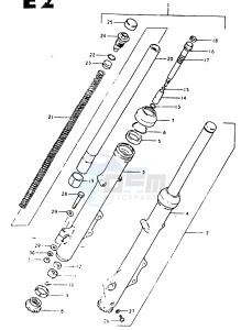 GSX1100 (T-X) drawing FRONT FORK (GSX1100ET F.NO.505168~ GSX1100EX)