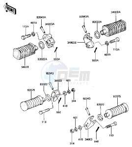 KZ 440 D [LTD BELT] (D2-D5) [LTD BELT] drawing FOOTRESTS -- 81-83 D2_D3_D4_D5- -