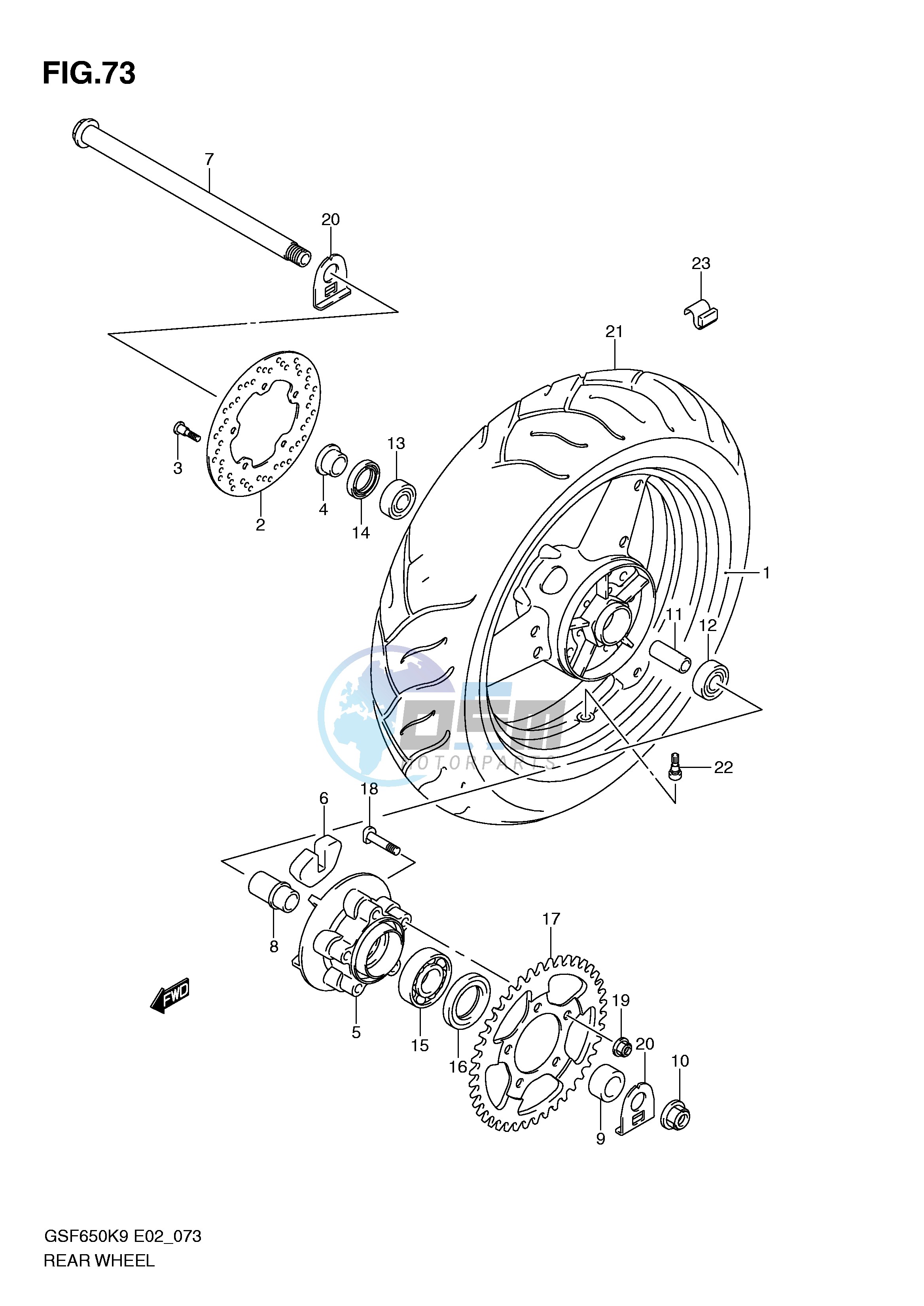 REAR WHEEL (GSF650K9 SK9 SUK9 UK9 L0 SL0 SUL0 UL0)