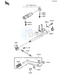 ZX 750 A [GPZ 750] (A1-A2) [GPZ 750] drawing GEAR CHANGE MECHANISM