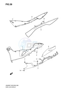 AN400 (E3-E28) Burgman drawing SIDE LEG SHIELD (MODEL K7 K8)