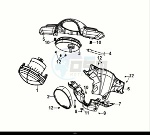 FIDDLE IV 50 (XG05W1-EU) (E5) (M1-M3) drawing HANDLE COVER - HEAD LIGHT