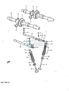 GSX1100 (Z-D) drawing CAM SHAFT - VALVE (MODEL D)