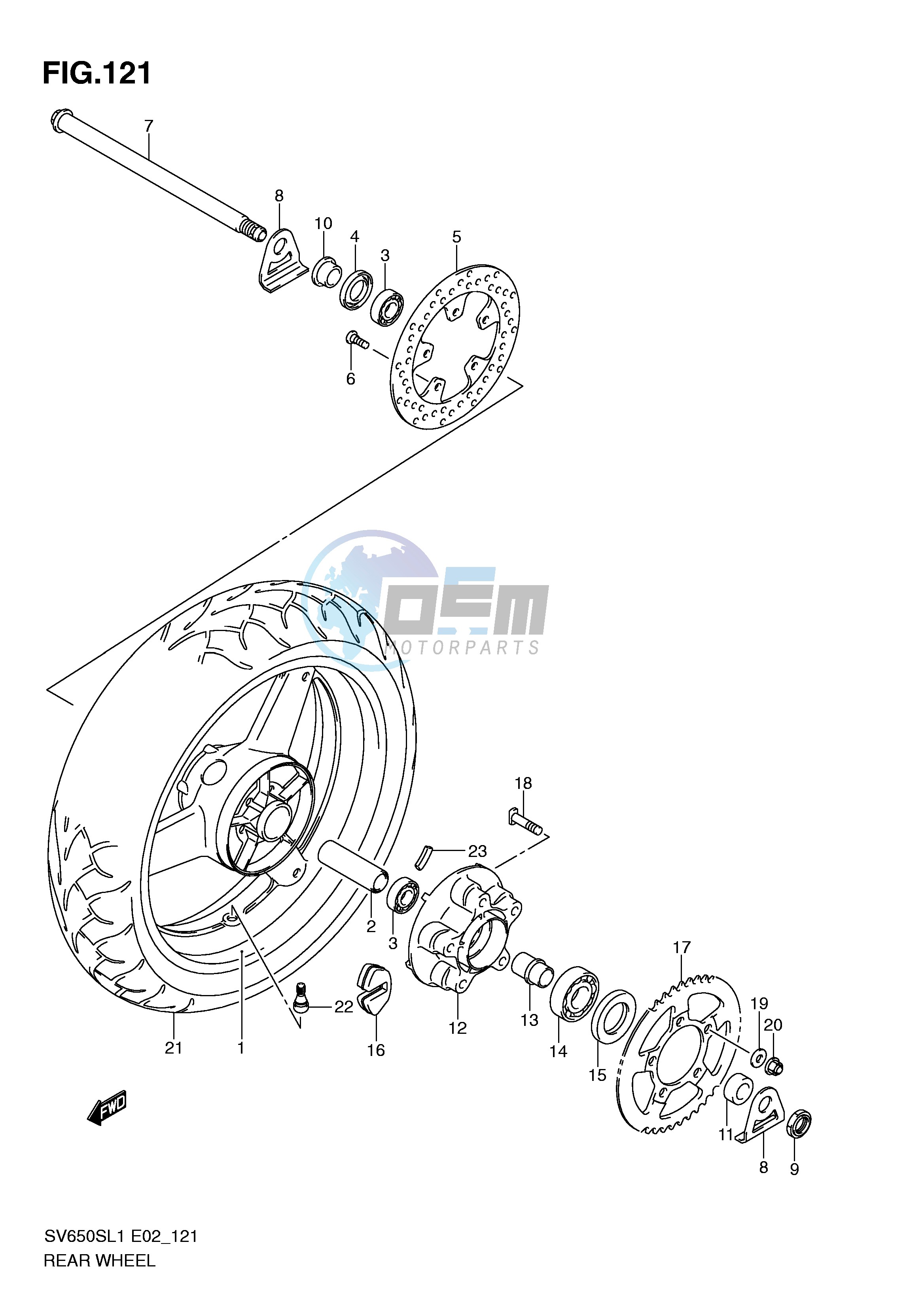 REAR WHEEL (SV650SUL1 E24)