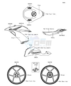 NINJA ZX-6R ZX636EGF FR GB XX (EU ME A(FRICA) drawing Decals(Gray)