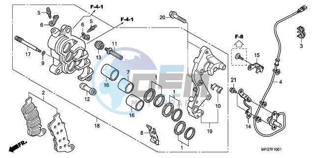 R. FRONT BRAKE CALIPER (CB600FA/FA3)