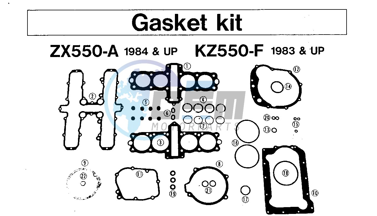 GASKET KIT ZX550-A 1984 & UP KZ550-F 1983 & UP