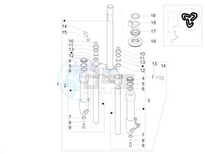 Zip 100 4T 2006-2010 drawing Fork steering tube - Steering bearing unit