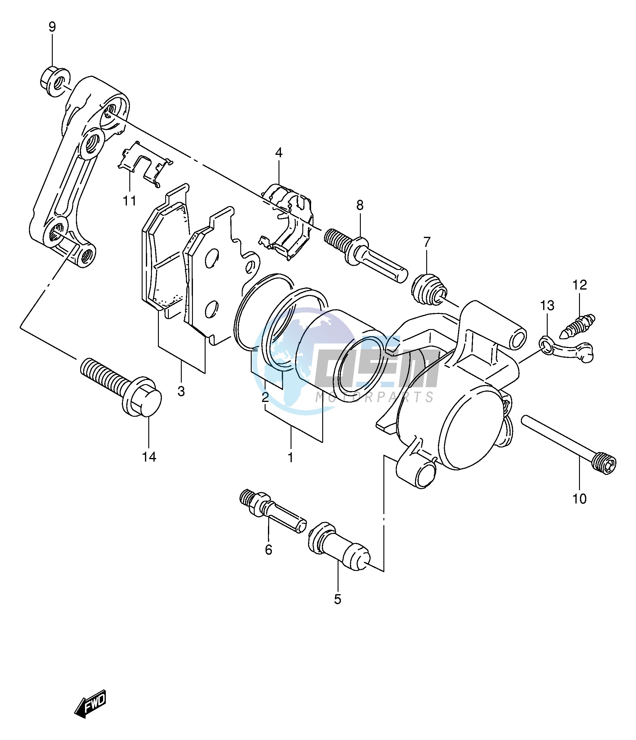 FRONT CALIPER (MODEL V W X)