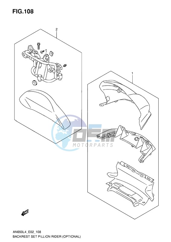 BACKREST SET PILLION RIDER