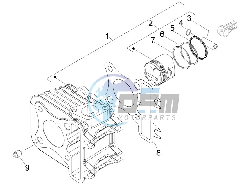 Cylinder-piston-wrist pin unit