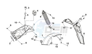 JET SPORT 50 drawing REAR SUSPENSION - REAR FENDER - MUD GUARD