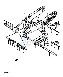 RM250 (G-H) drawing REAR SWINGING ARM (MODEL H)