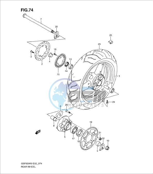 REAR WHEEL (GSF650AK9/SAK9/UAK9/SUAK9/AL0/SAL0/UAL0/SUAL0)