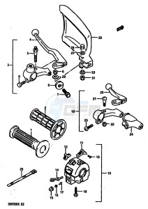 DR600R (E2) drawing LEFT HANDLE SWITCH (MODEL H J)