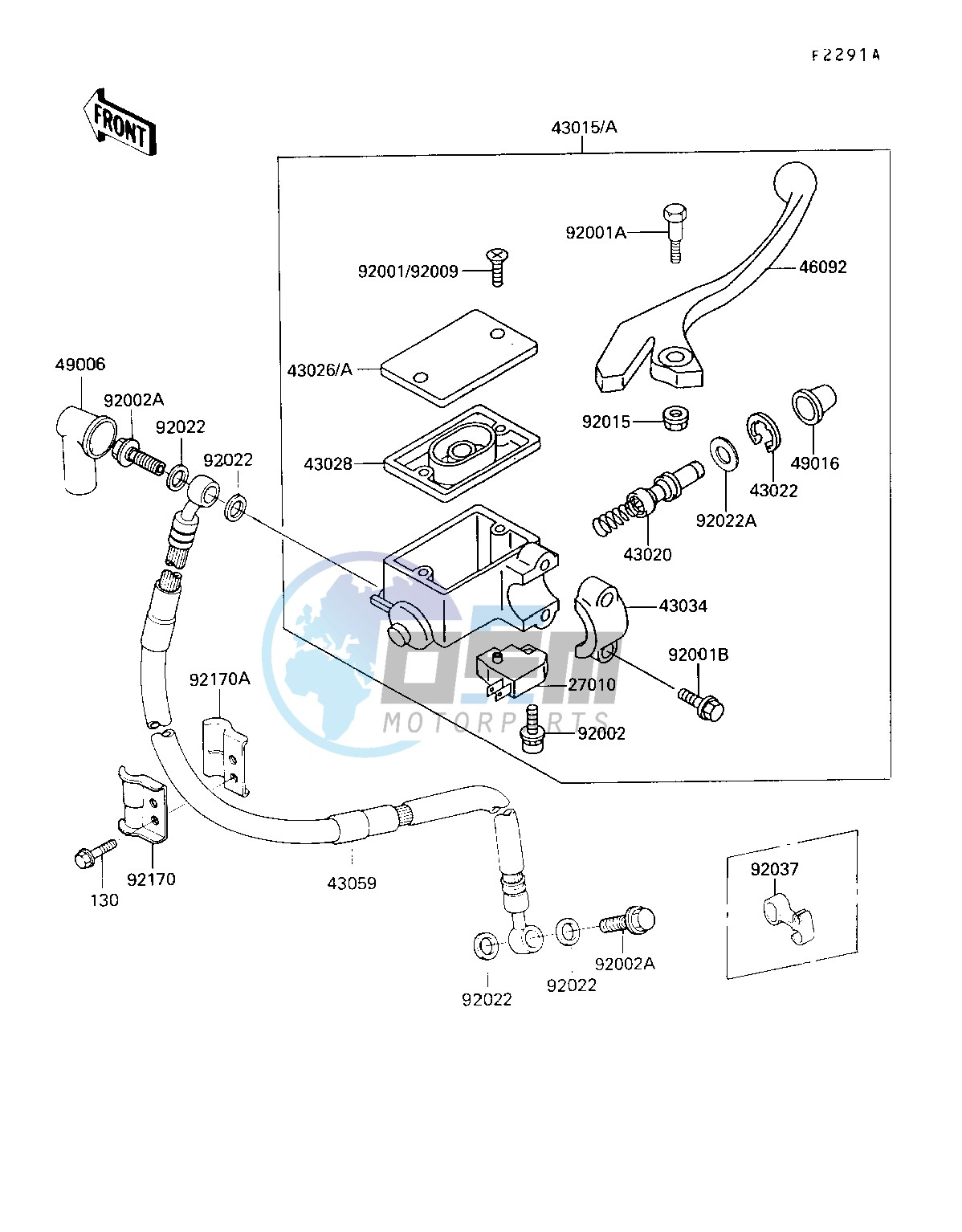 FRONT MASTER CYLINDER-- KL250-D8_D9- -