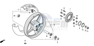 CB250 drawing REAR WHEEL (1)