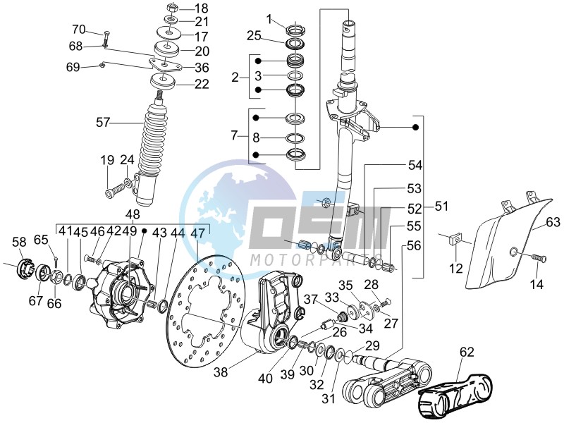 Fork - steering tube - Steering bearing unit