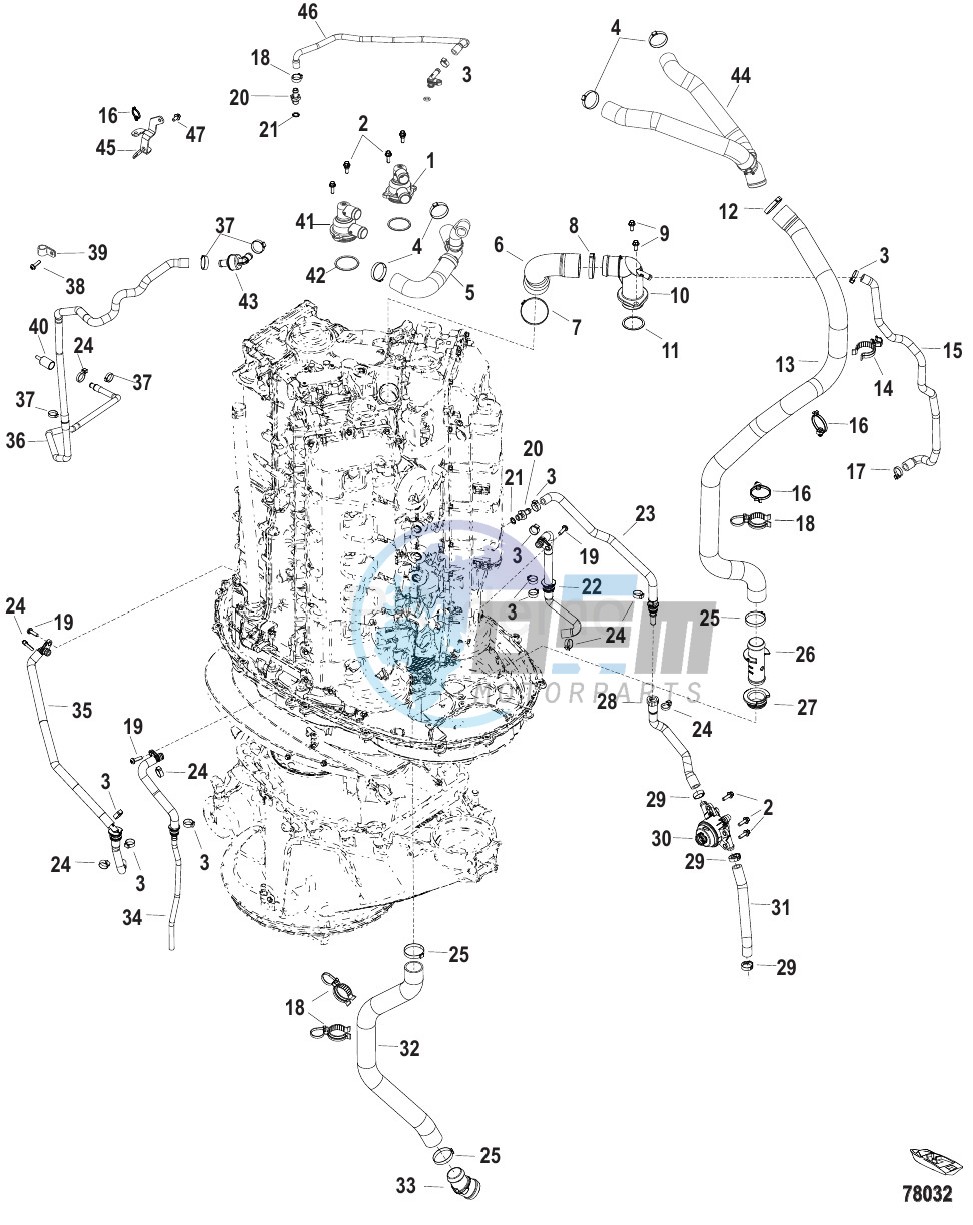 Cooling, Hoses and Thermostats Serial 3B332192 and Up