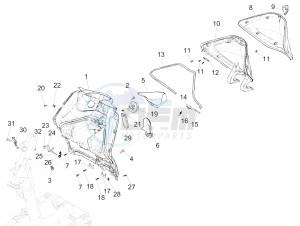 Liberty 50 iGet 4T 3V 25kmh 25km/h (EMEA) drawing Front glove-box - Knee-guard panel