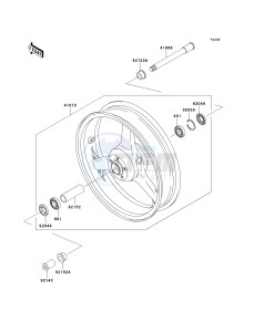 ZX 600 J [ZZR600] (J6F-J8F) J8F drawing FRONT WHEEL