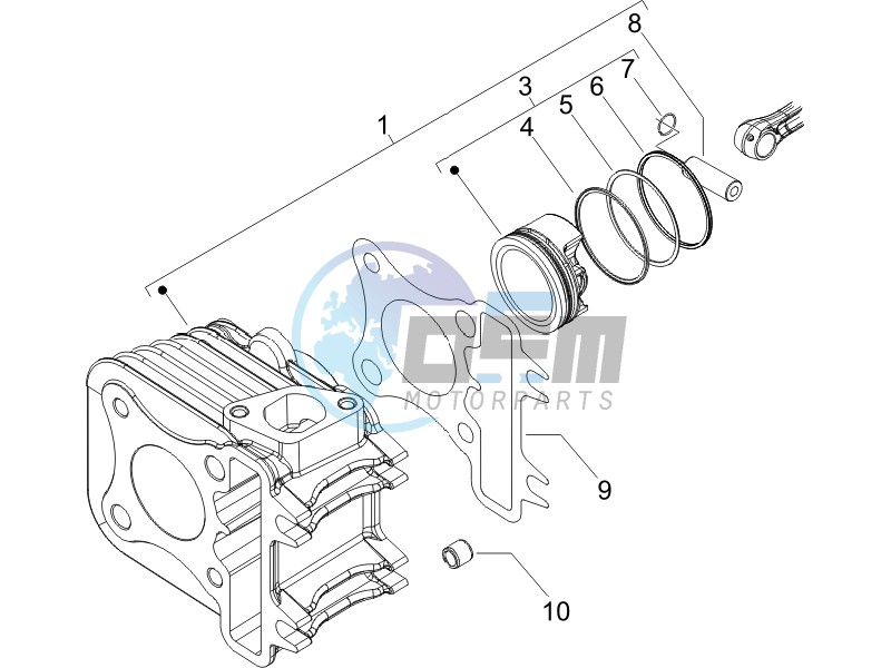 Cylinder-piston-wrist pin unit