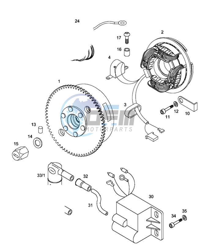 Magneto assembly-electric starter