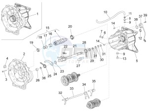 California 1400 Custom ABS 1380 drawing Gear box / Selector / Shift cam