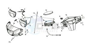 COMBIZ 50 drawing HEAD LIGHT COVER / SPEEDOMETER COWL / DASHBOARD