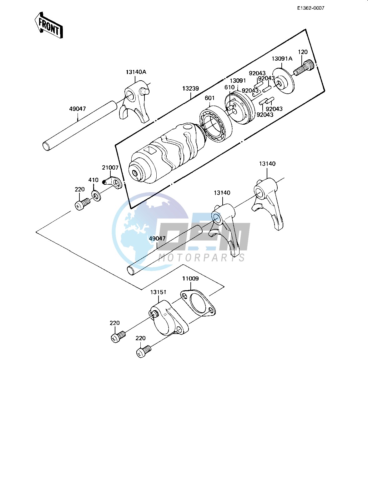 GEAR CHANGE DRUM & FORKS -- 82-83 KE175-D4_D5- -