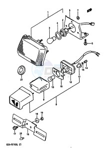 GSX-R1100 (K-L) drawing TAIL LAMP-LICENSE LAMP (E1)