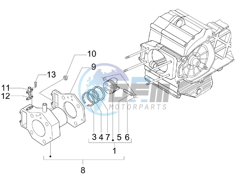 Cylinder-piston-wrist pin unit