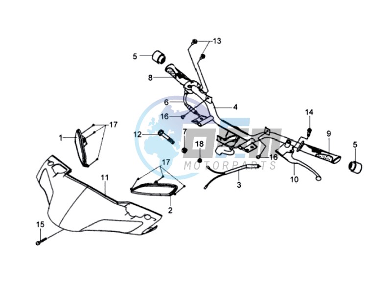 HANDLEBAR / HEAD LIGHT COVER / THROTTLE CABLE