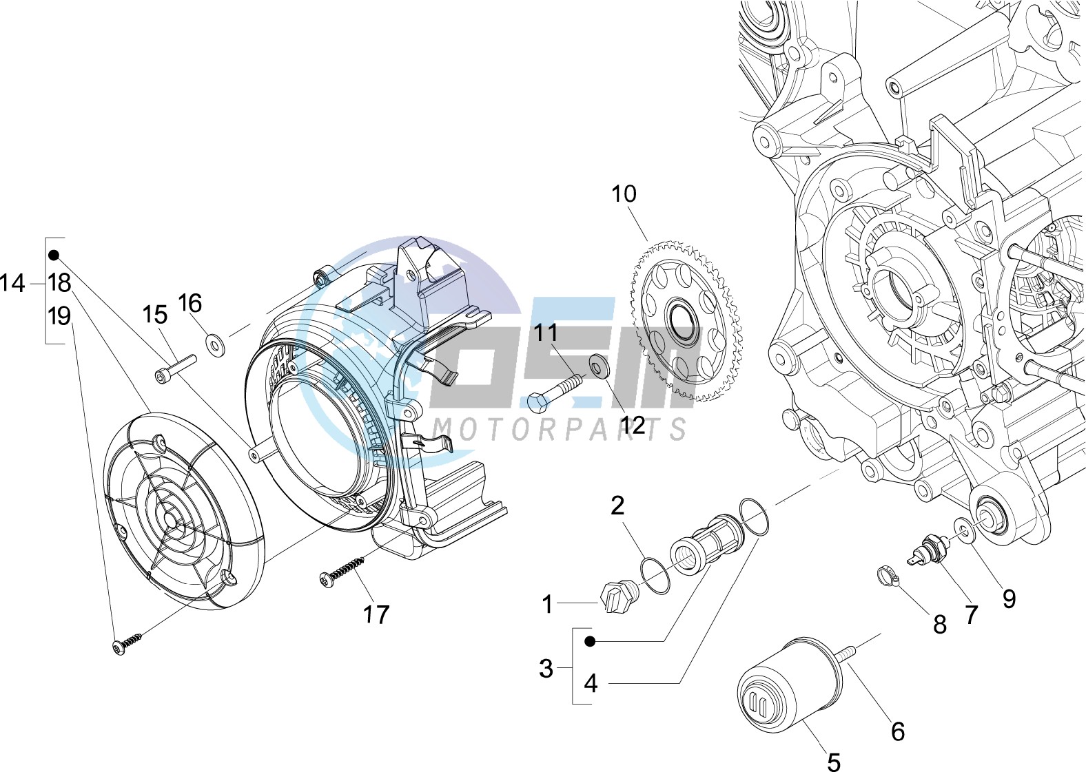 Flywheel magneto cover - Oil filter